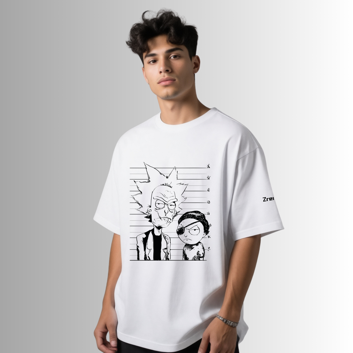 Rick and Morty Mugshot White Oversized T-Shirt – Badass Anime Streetwear