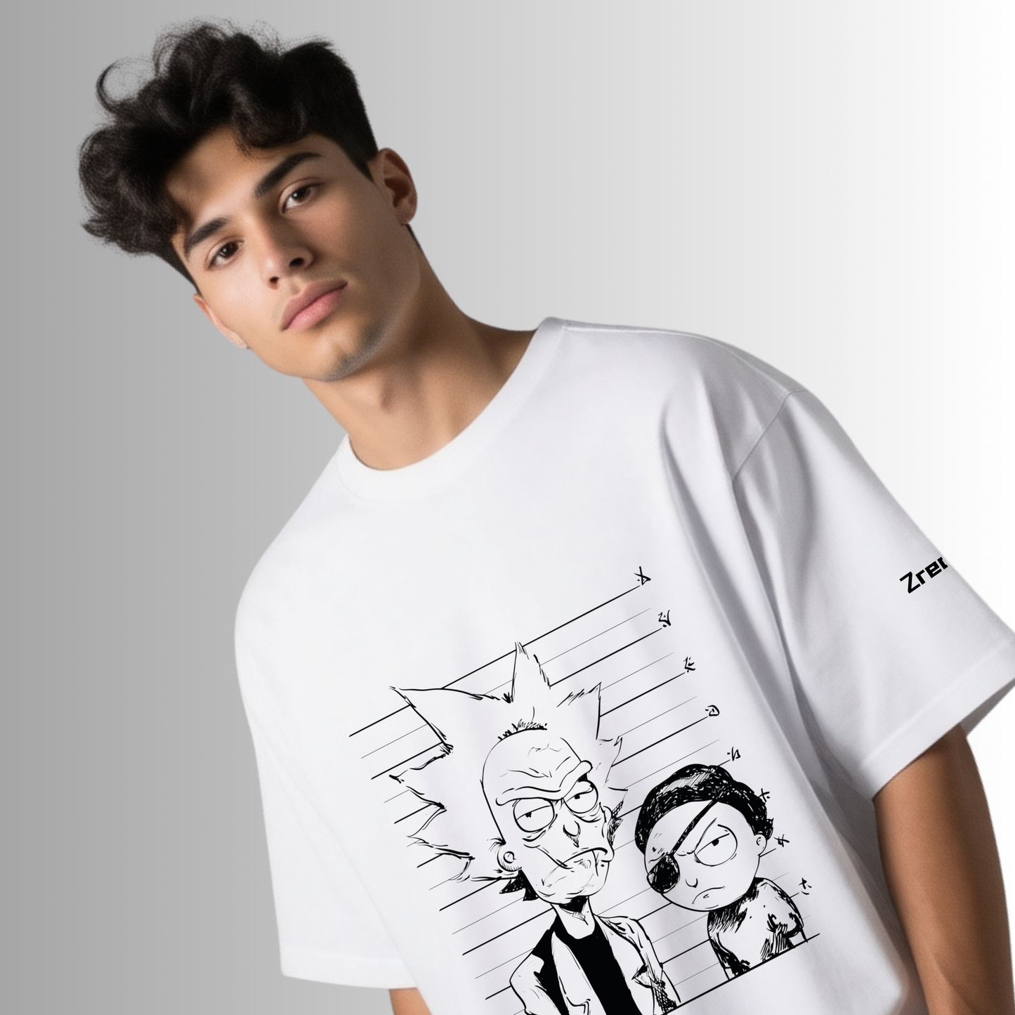 Rick and Morty Mugshot White Oversized T-Shirt – Badass Anime Streetwear