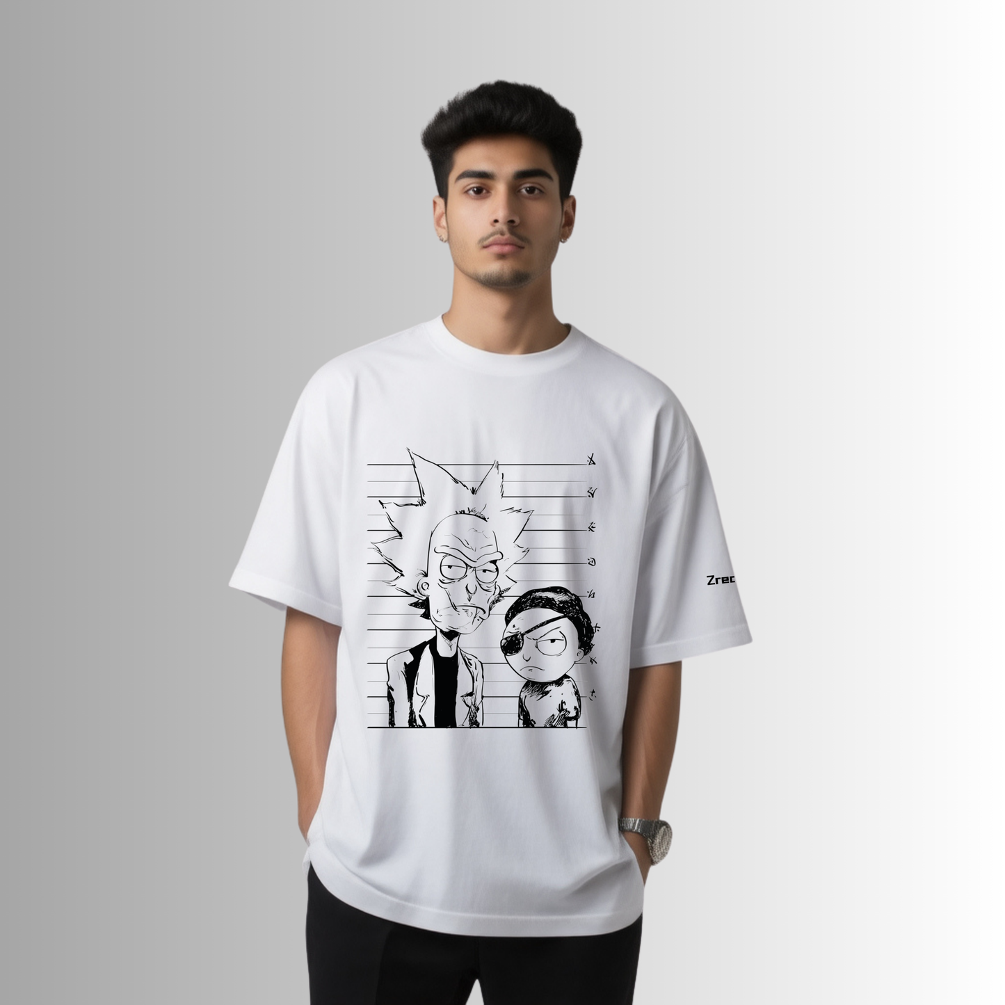 Rick and Morty Mugshot White Oversized T-Shirt – Badass Anime Streetwear