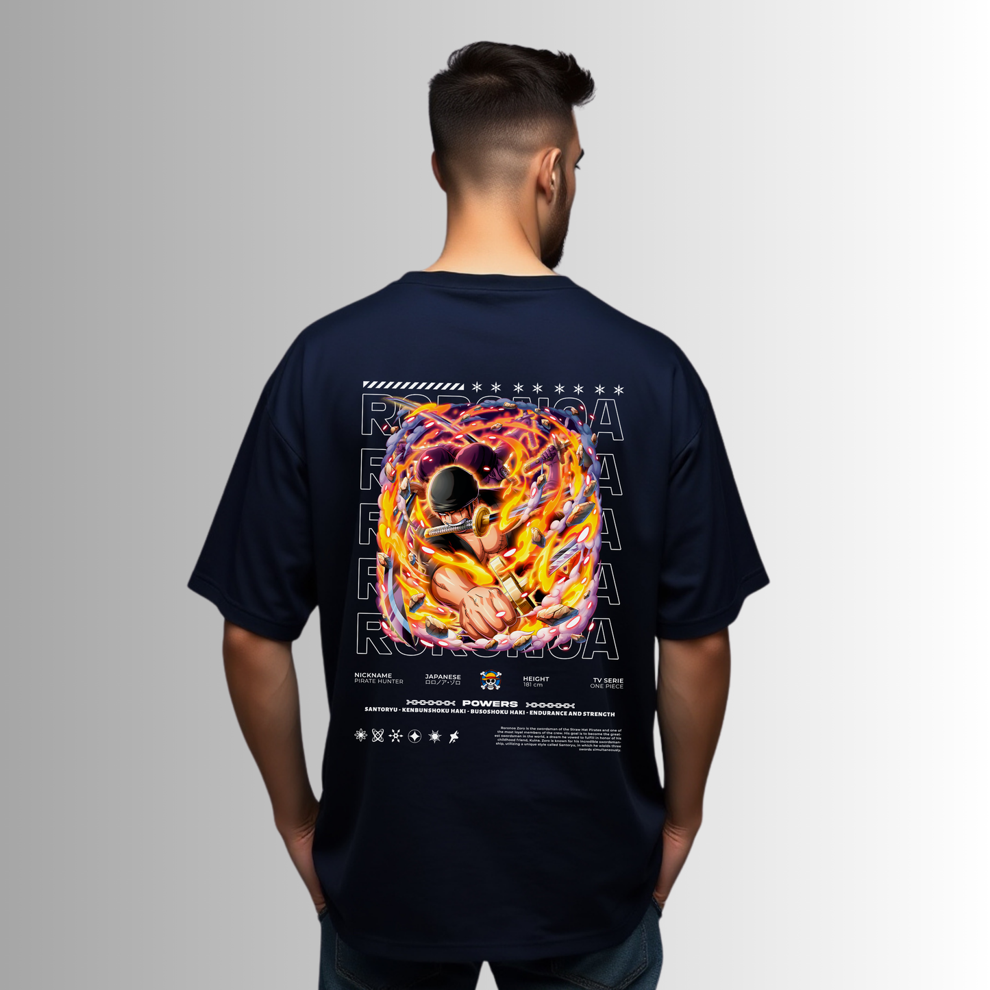 Roronoa Zoro Oversized Terry Cotton Tee | Zrech Anime T- Shirt