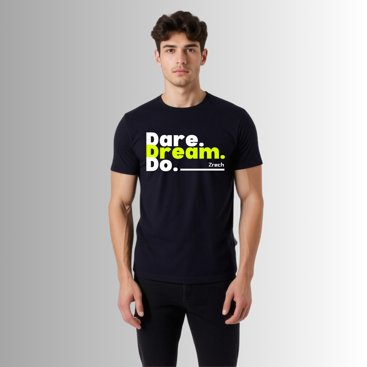 Dare. Dream. Do. Zrech Navy Blue Supima Cotton Graphic T-Shirt - Premium Urban Wear