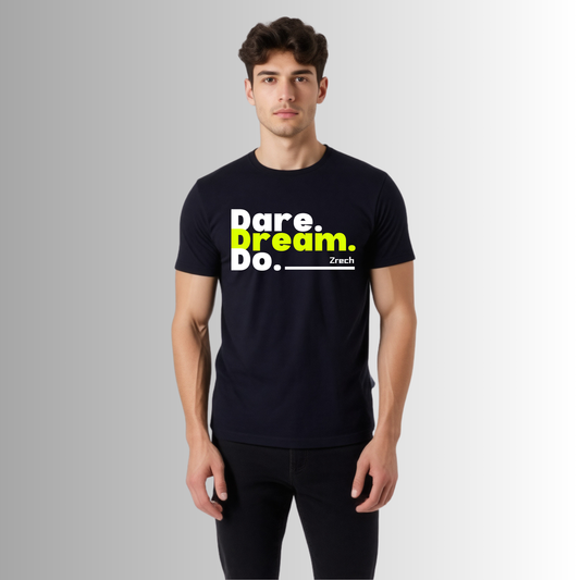 Dare. Dream. Do. Zrech Navy Blue Supima Cotton Graphic T-Shirt - Premium Urban Wear