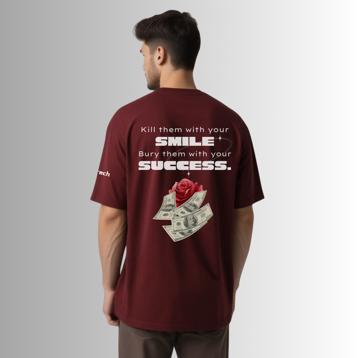 Zrech Standout Series - "Success & Smile" Maroon Oversized T-Shirt