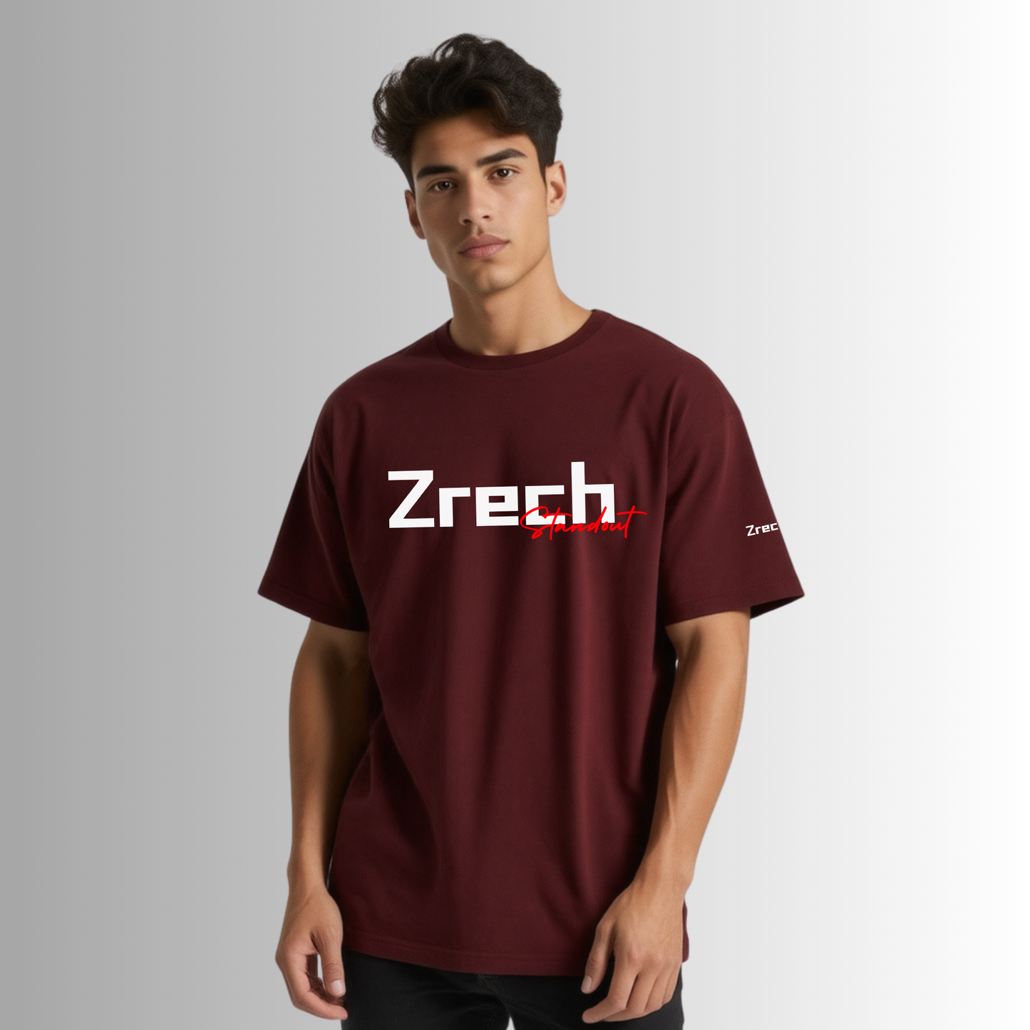 Zrech Standout Series - "Success & Smile" Maroon Oversized T-Shirt