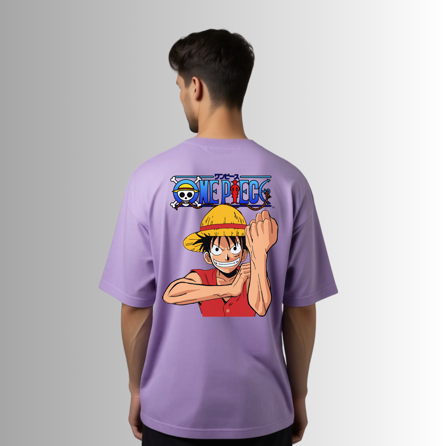 Lavender Oversized T-Shirt – Monkey D. Luffy Zrech Anime Edition