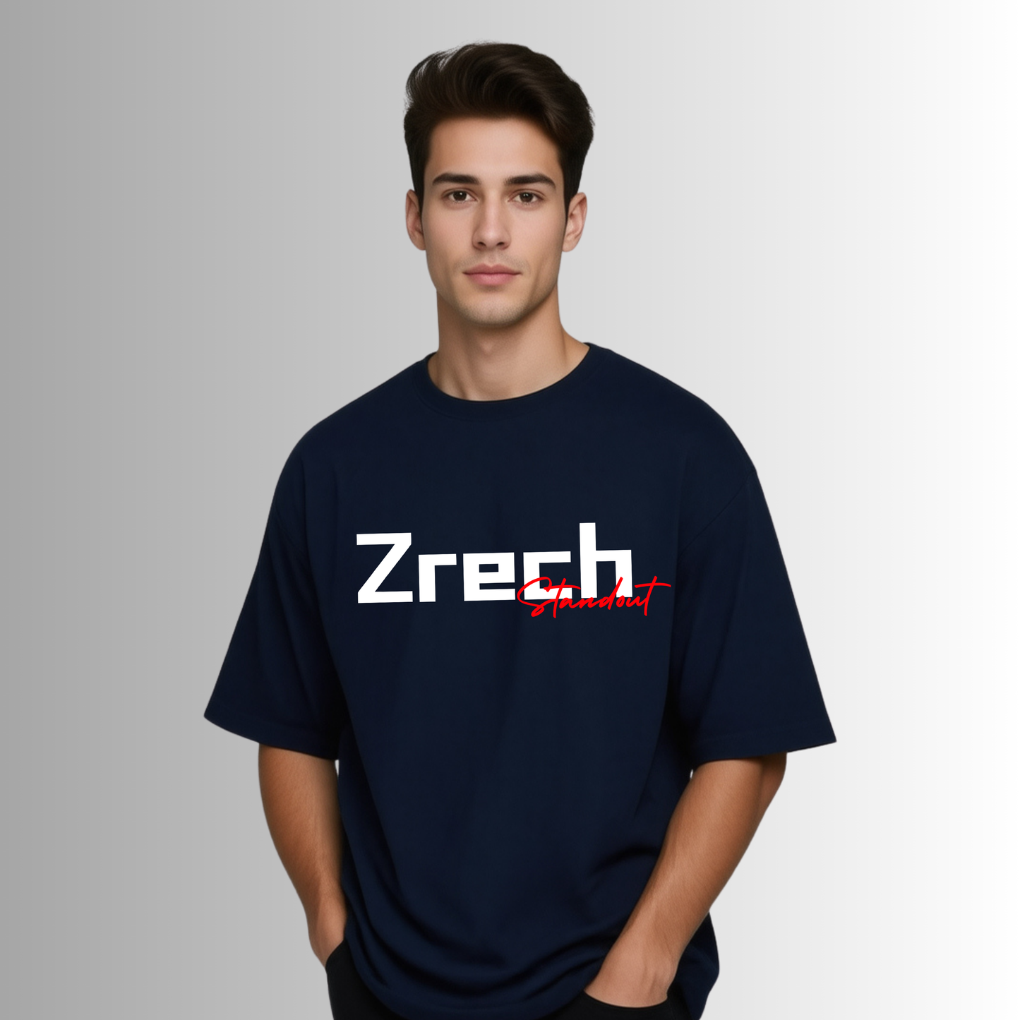 Zrech Standout Series – "Wild Crafted" Oversized Navy Blue T-Shirt