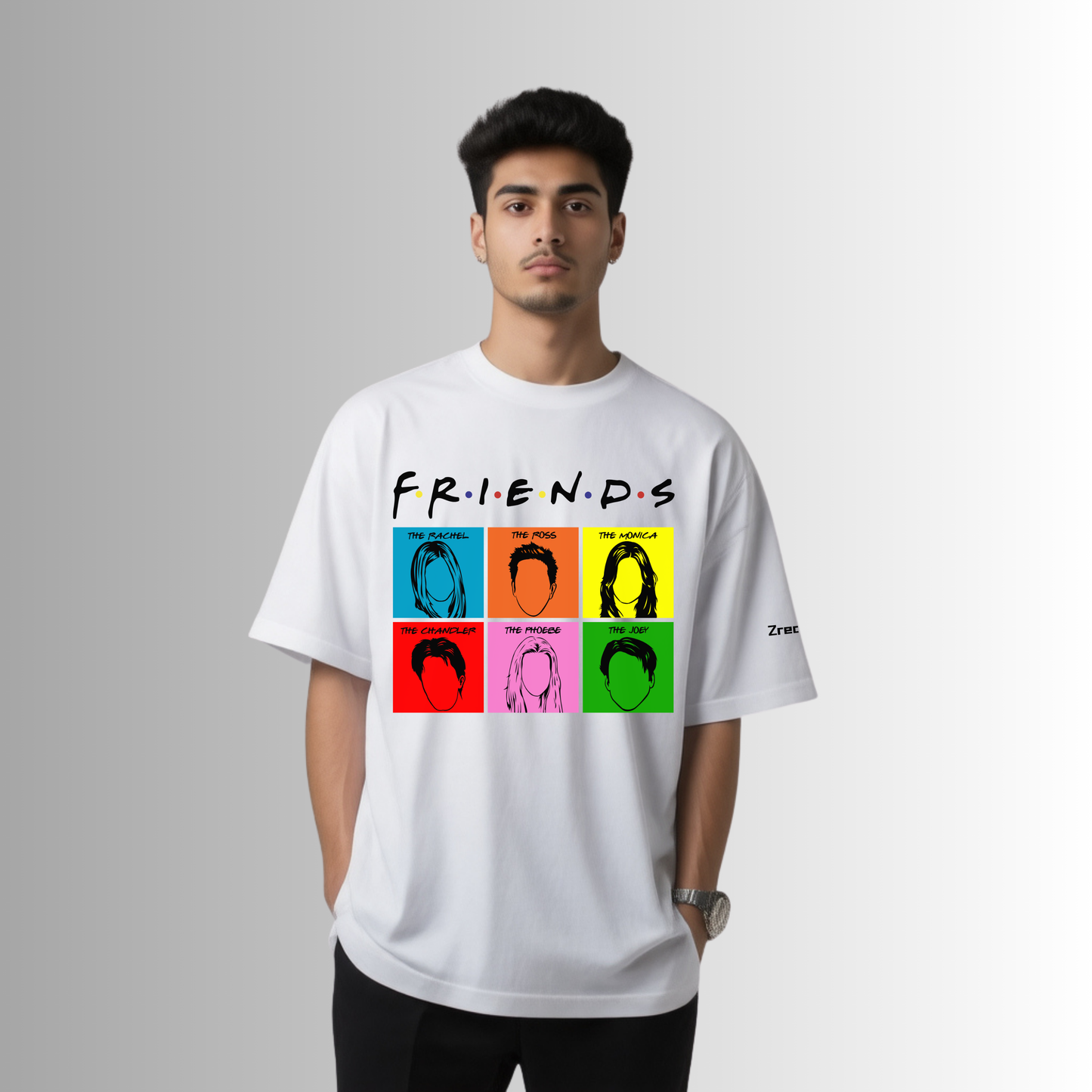 Zrech Standout Series – Friends Inspired Oversized White T-Shirt