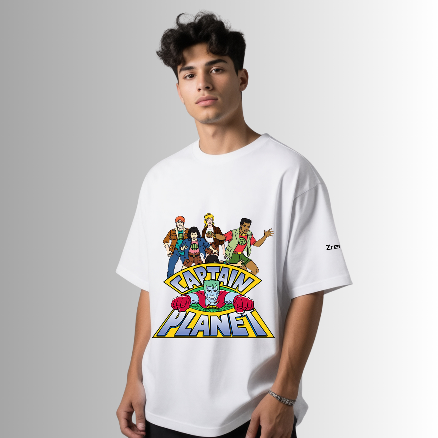 Zrech Standout Series – Captain Planet Oversized White T-Shirt