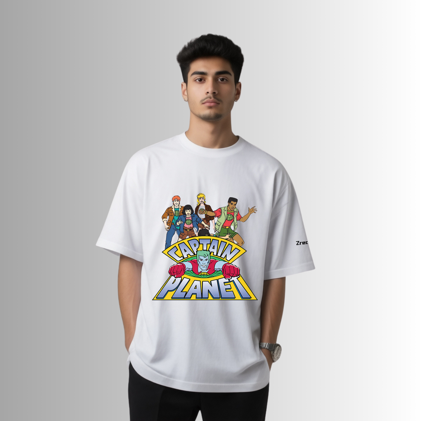 Zrech Standout Series – Captain Planet Oversized White T-Shirt
