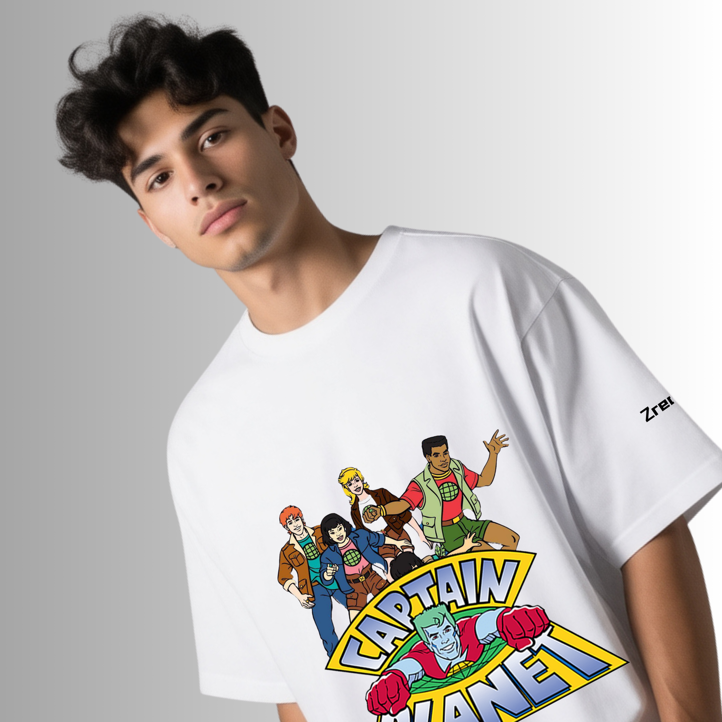 Zrech Standout Series – Captain Planet Oversized White T-Shirt