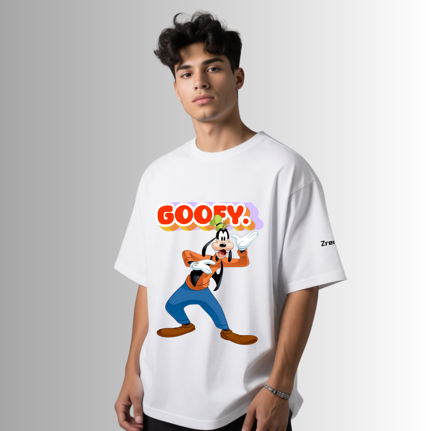 Zrech Goofy White Oversized T-Shirt – Classic Retro Disney Streetwear