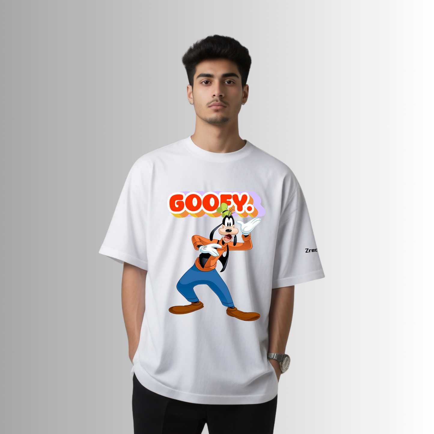 Zrech Goofy White Oversized T-Shirt – Classic Retro Disney Streetwear