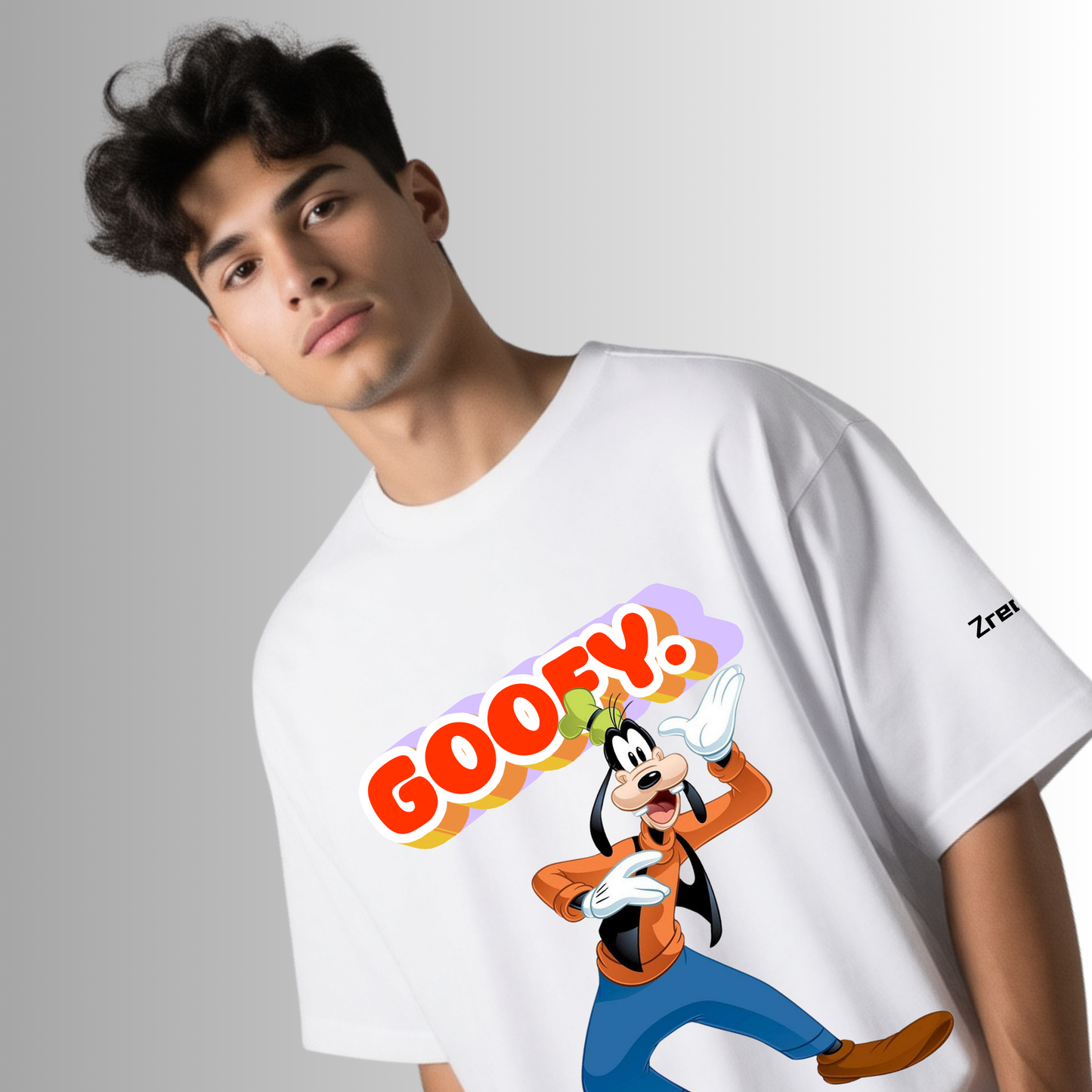Zrech Goofy White Oversized T-Shirt – Classic Retro Disney Streetwear