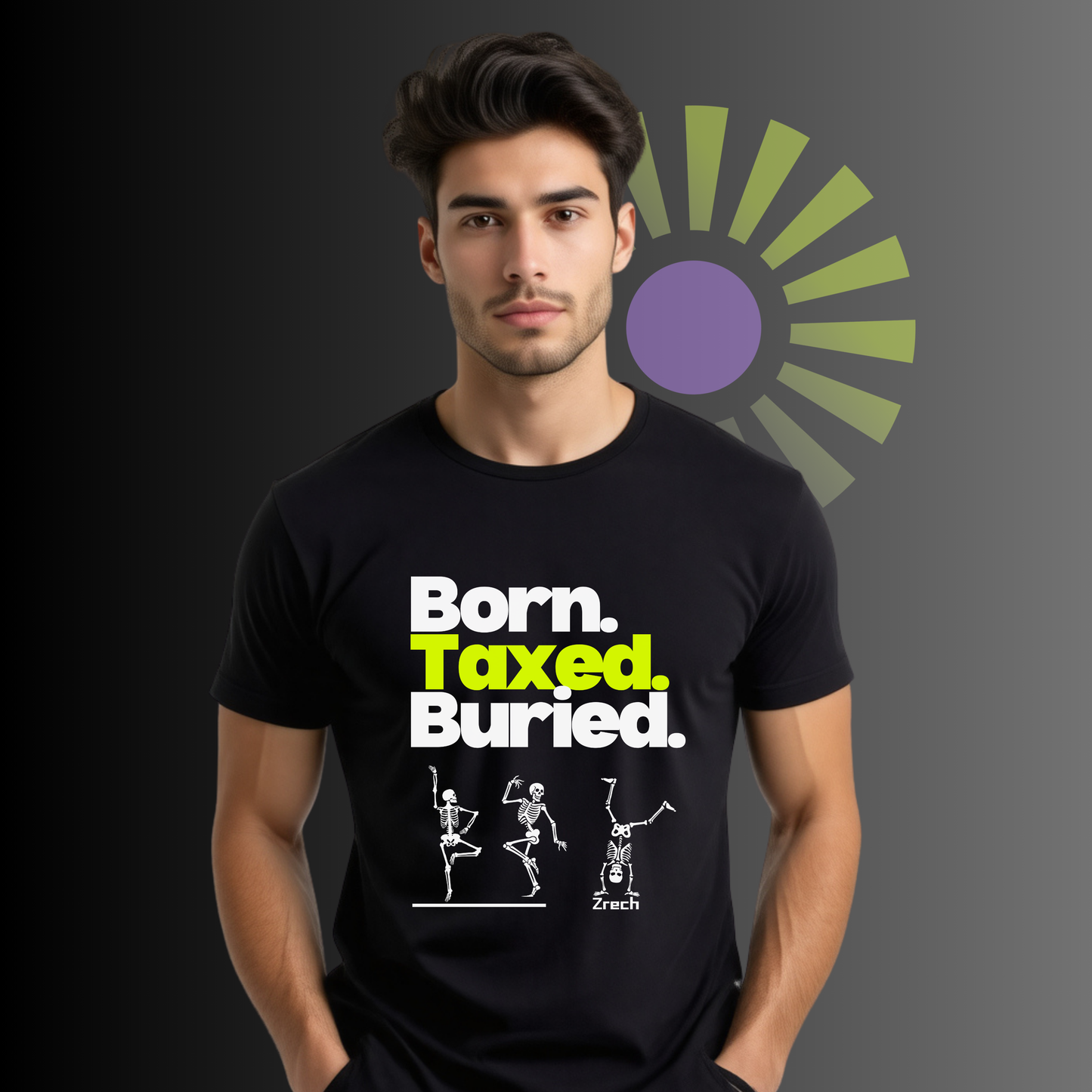 Born Taxed Buried | Premium Black Cotton Graphic T-Shirt – Zrech Standout Series
