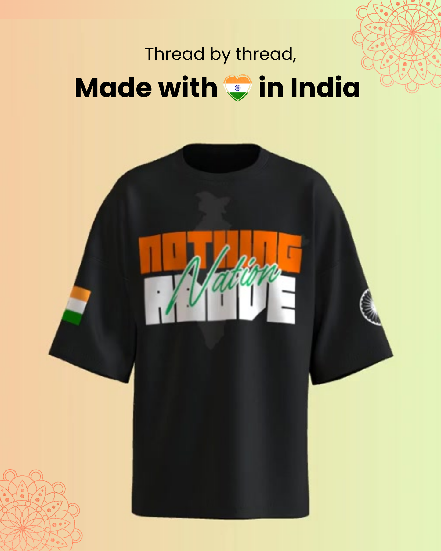 Zrech "Nothing Above Nation" Black Terry Oversized Tee